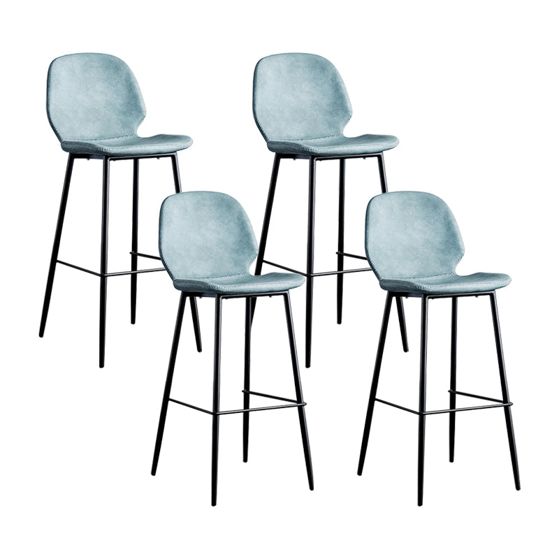 Taburete moderno de contaminación de respaldo sin brazo Taburete de dormitorio de hierro con cojín de cuero