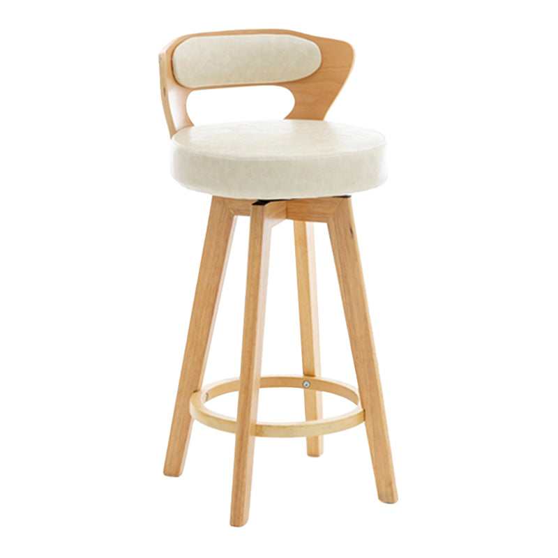 Contemporary Counter Round Bar Stool Armless Wood Bar Stool with Footrest