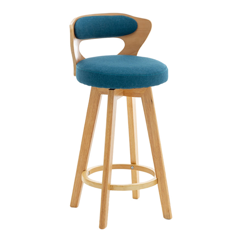 Contemporary Counter Round Bar Stool Armless Wood Bar Stool with Footrest
