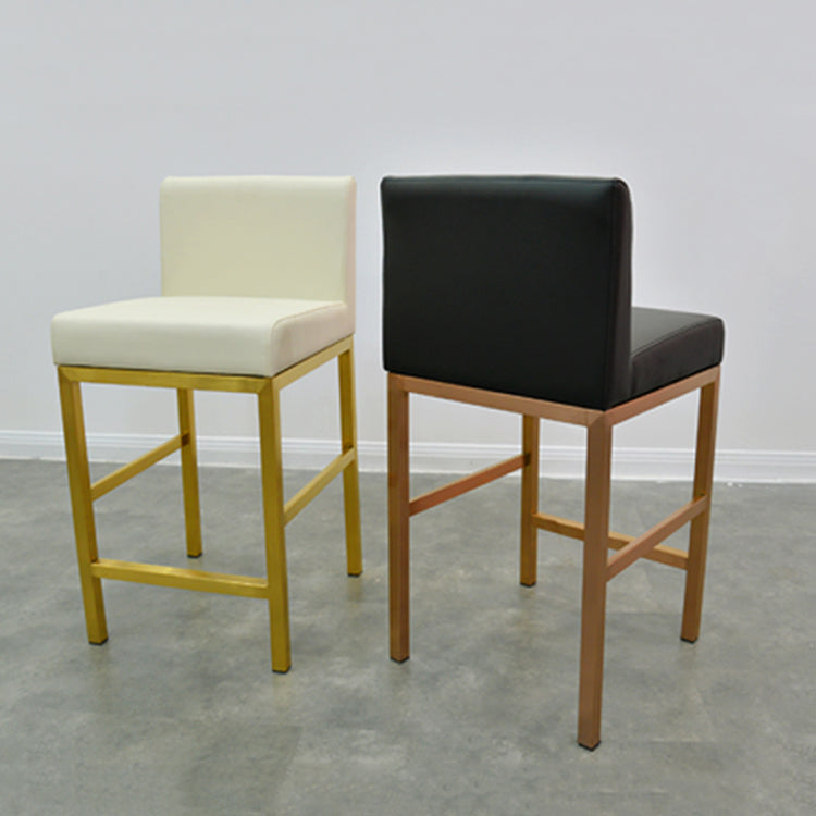 Glam – tabouret de comptoir avec dossier sans accoudoirs, en acier inoxydable, pour magasin de bijoux, tabouret de bar avec coussin