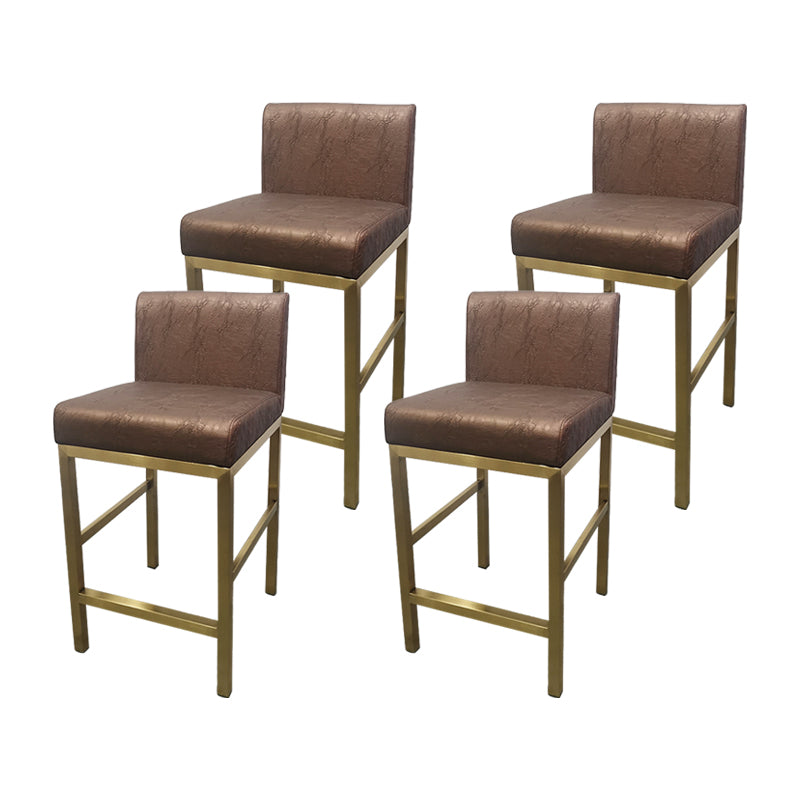 Taburete de bar con respaldo sin brazos Glam, taburete de bar de joyería de acero inoxidable con cojín