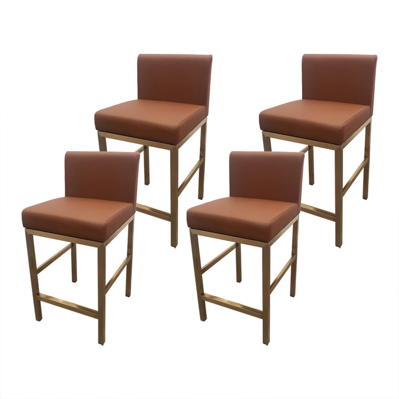 Taburete de bar con respaldo sin brazos Glam, taburete de bar de joyería de acero inoxidable con cojín