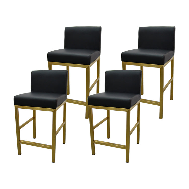 Taburete de bar con respaldo sin brazos Glam, taburete de bar de joyería de acero inoxidable con cojín