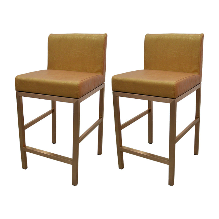 Taburete de bar con respaldo sin brazos Glam, taburete de bar de joyería de acero inoxidable con cojín