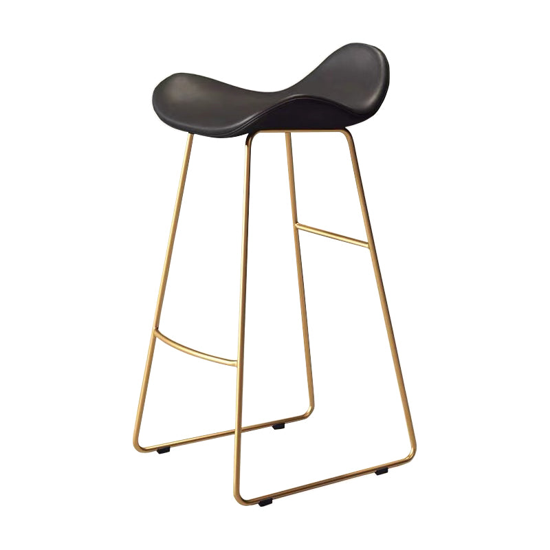 Glam Leather Bar Stools Patio Bar Stool with Iron Legs and Low Back