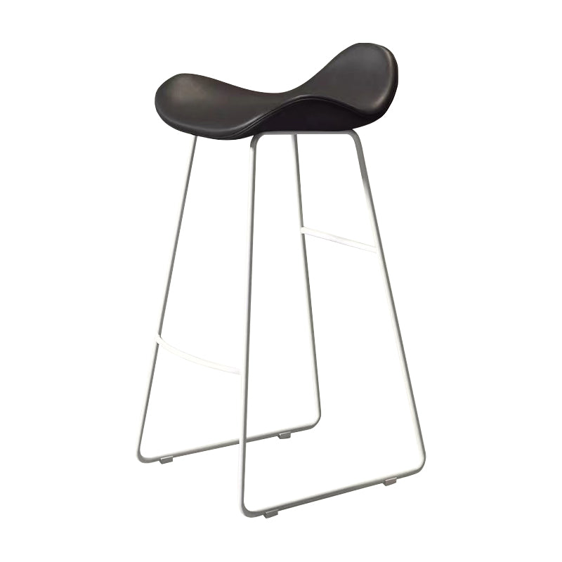 Glam Leather Bar Stools Patio Bar Stool with Iron Legs and Low Back