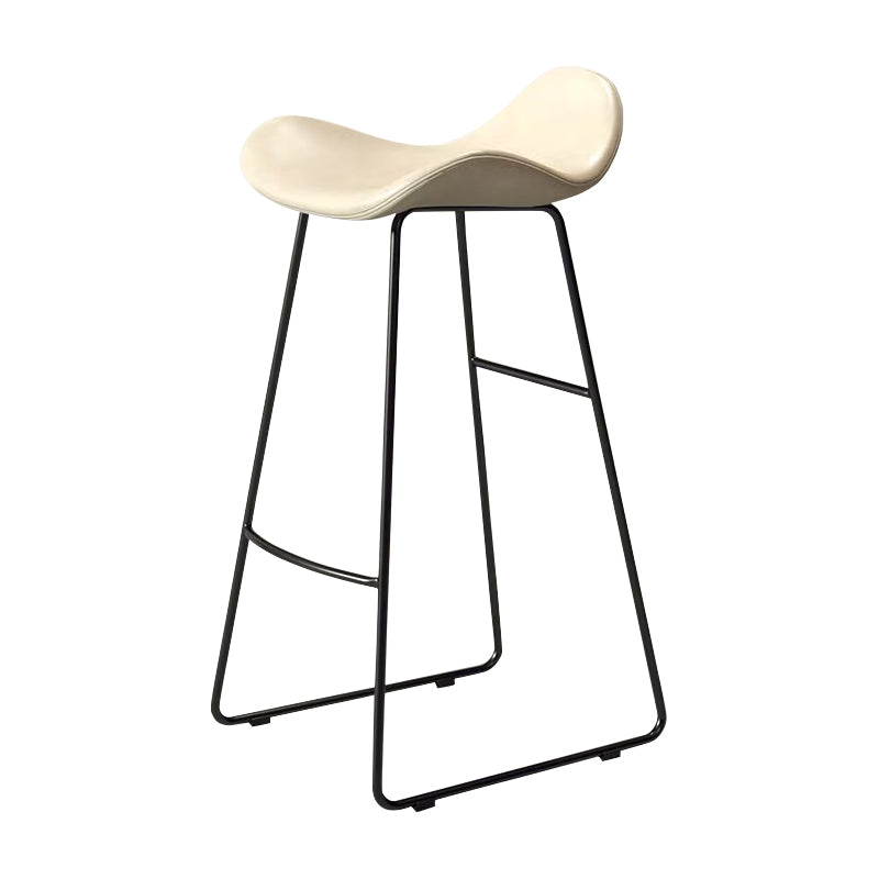 Glam Leather Bar Stools Patio Bar Stool with Iron Legs and Low Back