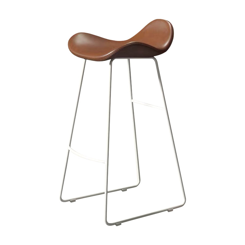 Glam Leather Bar Stools Patio Bar Stool with Iron Legs and Low Back
