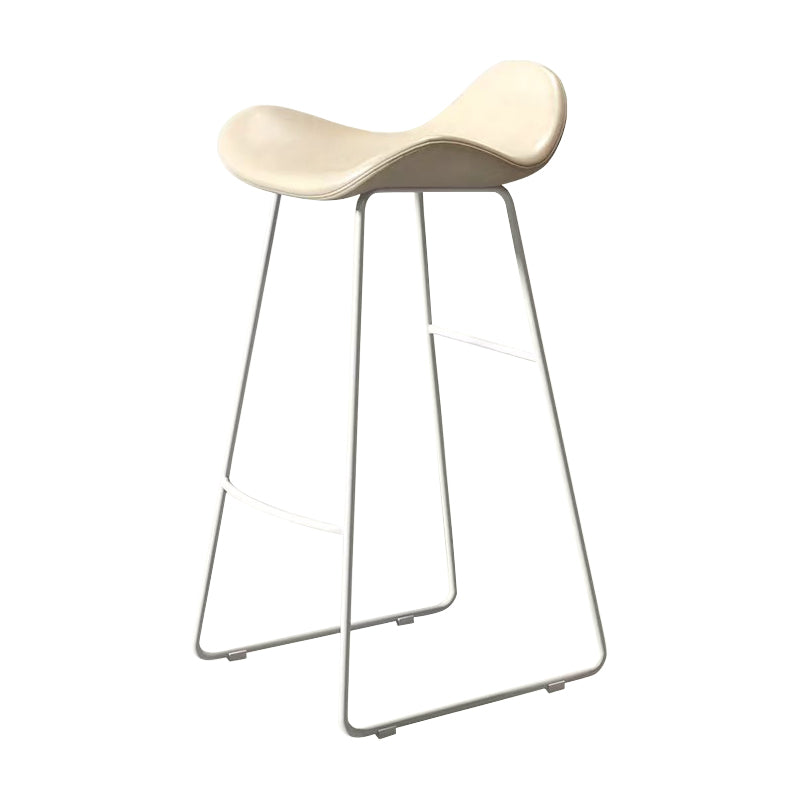 Glam Leather Bar Stools Patio Bar Stool with Iron Legs and Low Back