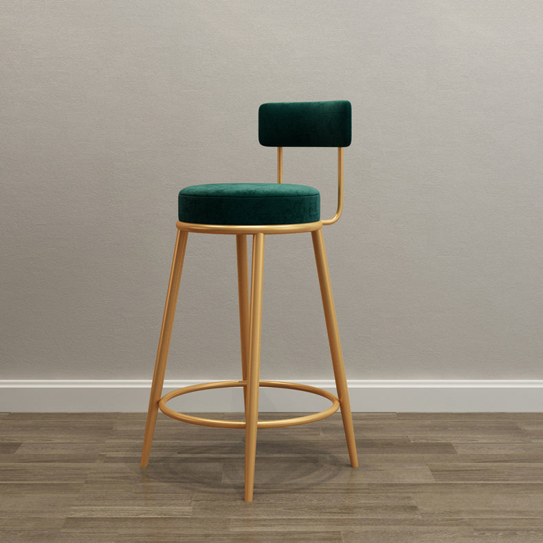 Tabouret de barre de pied rond glamour Velvet Low Back Back Intérieur Counter avec des jambes dorées