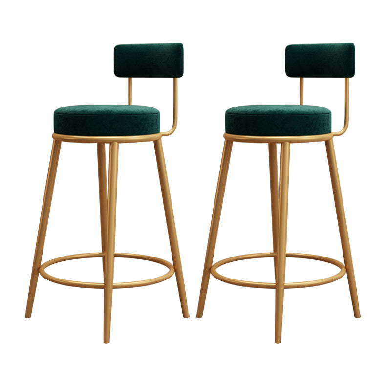 Tabouret de barre de pied rond glamour Velvet Low Back Back Intérieur Counter avec des jambes dorées