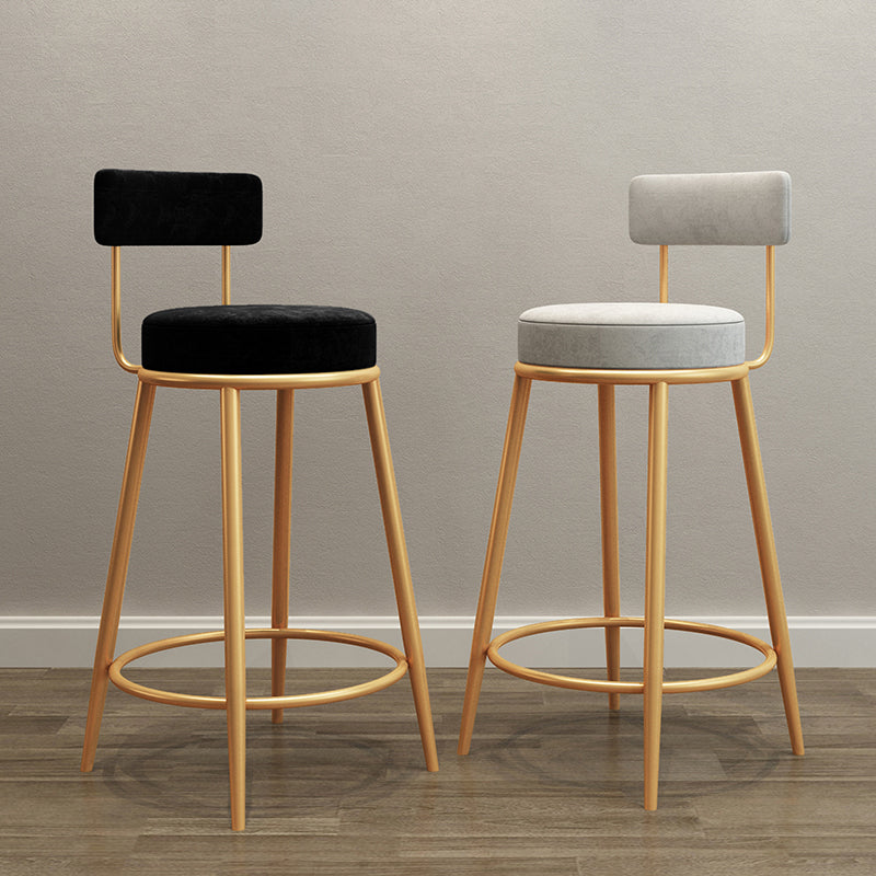Tabouret de barre de pied rond glamour Velvet Low Back Back Intérieur Counter avec des jambes dorées