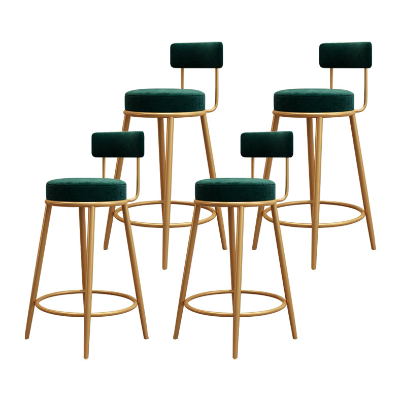 Tabouret de barre de pied rond glamour Velvet Low Back Back Intérieur Counter avec des jambes dorées