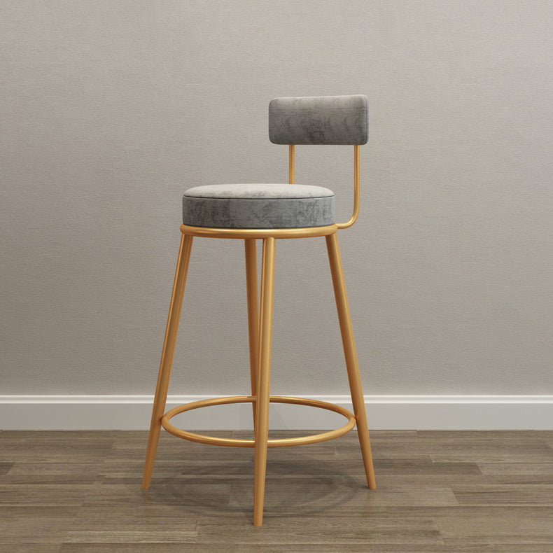 Tabouret de barre de pied rond glamour Velvet Low Back Back Intérieur Counter avec des jambes dorées