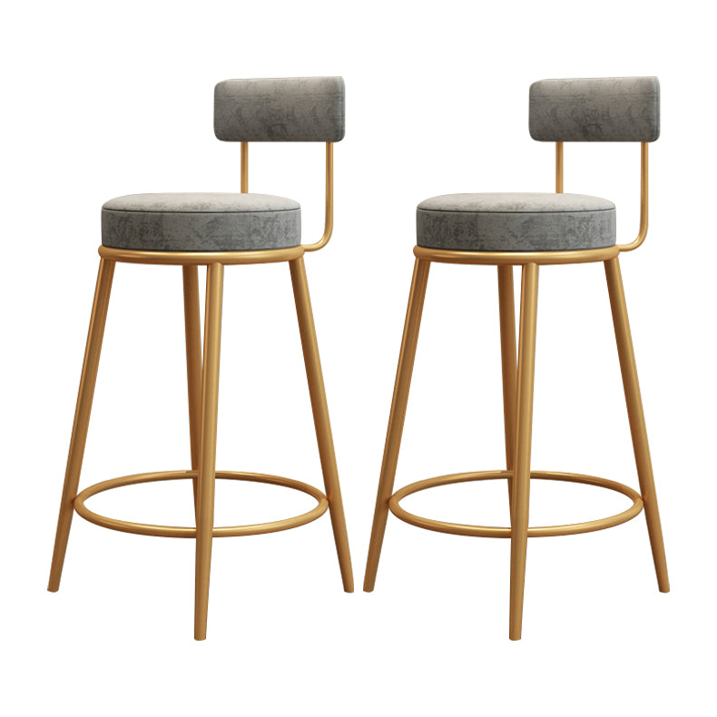 Tabouret de barre de pied rond glamour Velvet Low Back Back Intérieur Counter avec des jambes dorées
