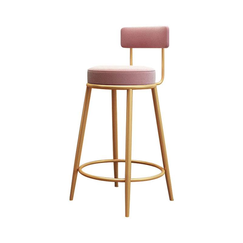 Tabouret de barre de pied rond glamour Velvet Low Back Back Intérieur Counter avec des jambes dorées