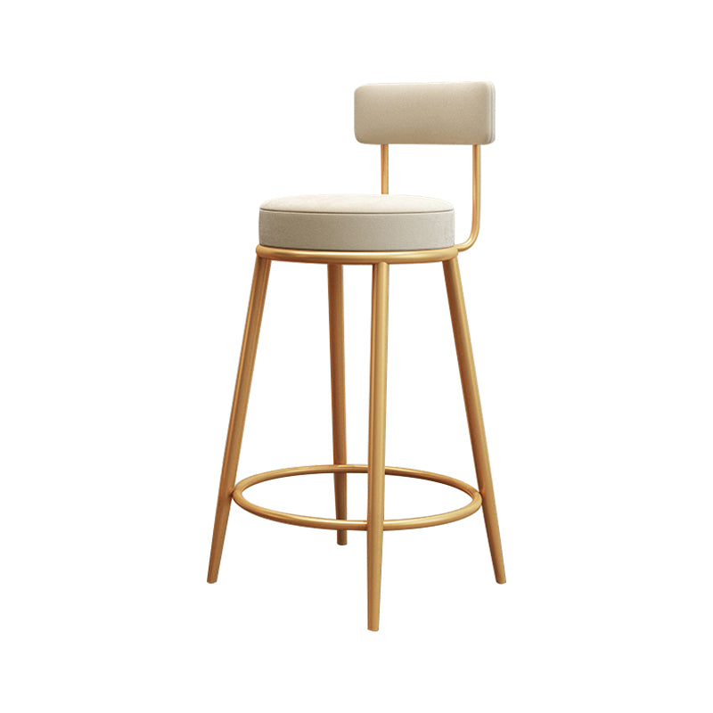 Tabouret de barre de pied rond glamour Velvet Low Back Back Intérieur Counter avec des jambes dorées