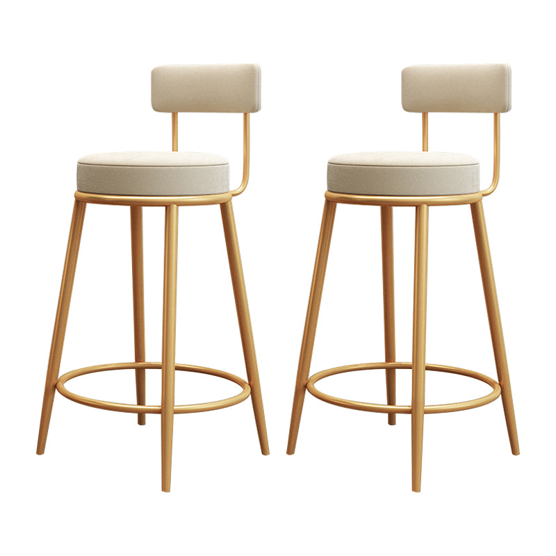 Tabouret de barre de pied rond glamour Velvet Low Back Back Intérieur Counter avec des jambes dorées