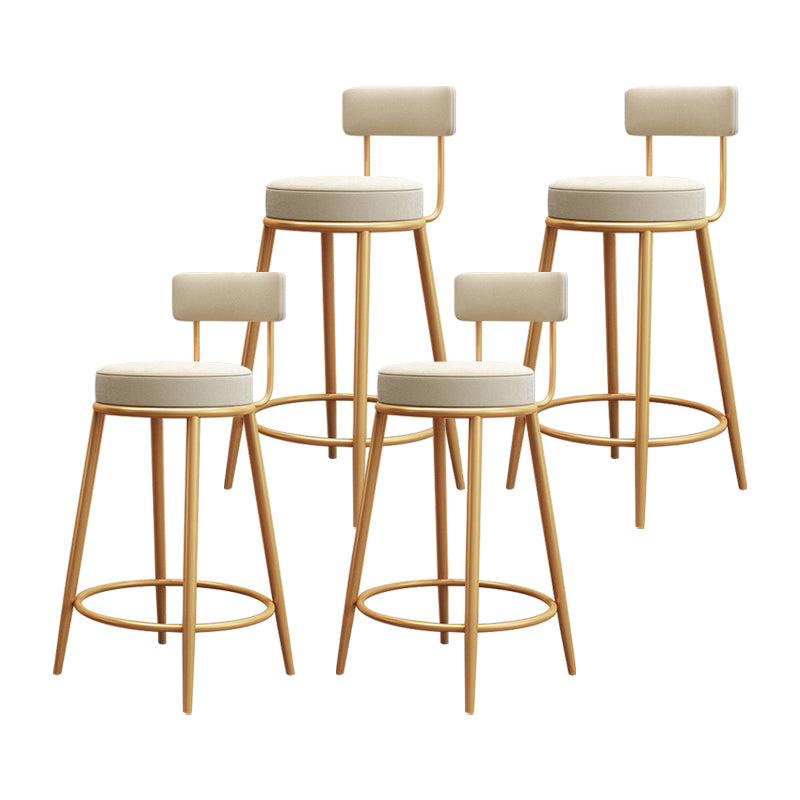 Tabouret de barre de pied rond glamour Velvet Low Back Back Intérieur Counter avec des jambes dorées