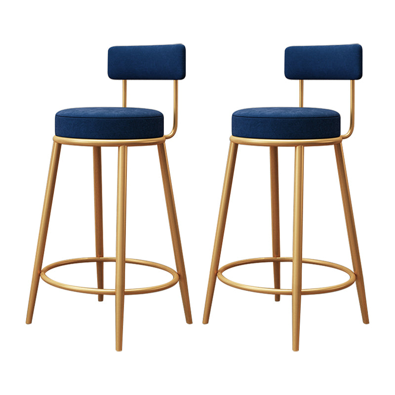 Tabouret de barre de pied rond glamour Velvet Low Back Back Intérieur Counter avec des jambes dorées