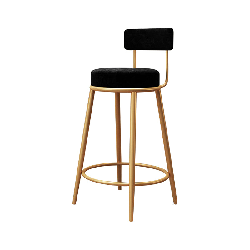 Tabouret de barre de pied rond glamour Velvet Low Back Back Intérieur Counter avec des jambes dorées