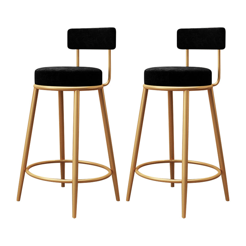 Tabouret de barre de pied rond glamour Velvet Low Back Back Intérieur Counter avec des jambes dorées