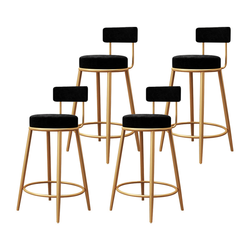 Tabouret de barre de pied rond glamour Velvet Low Back Back Intérieur Counter avec des jambes dorées
