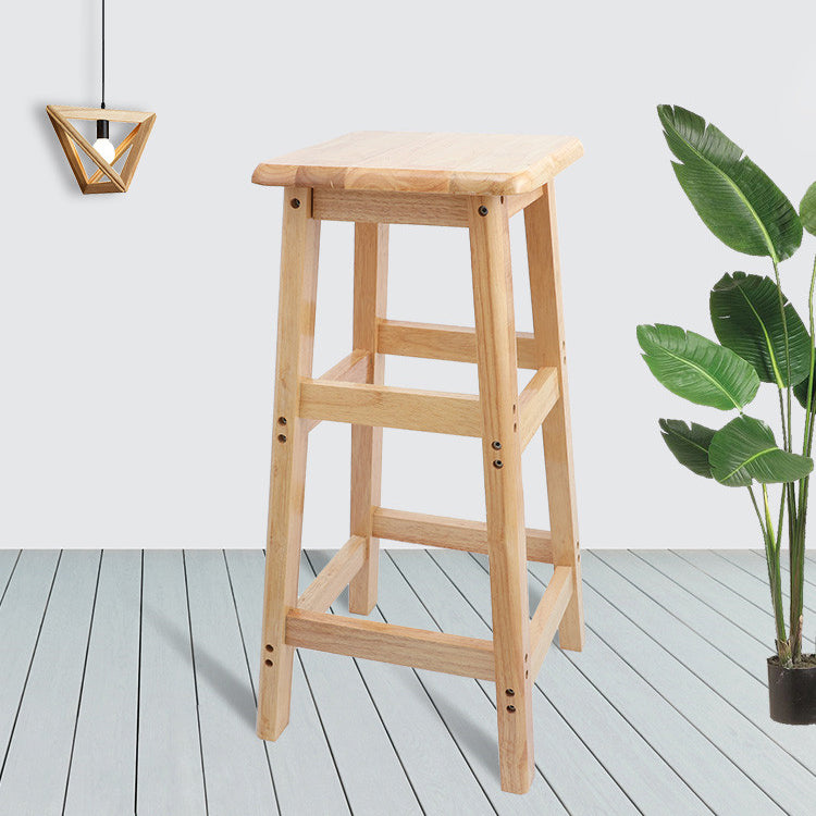 Taburete de bar sin respaldo moderno sin brazos de madera para el hogar con asiento y pedal de madera