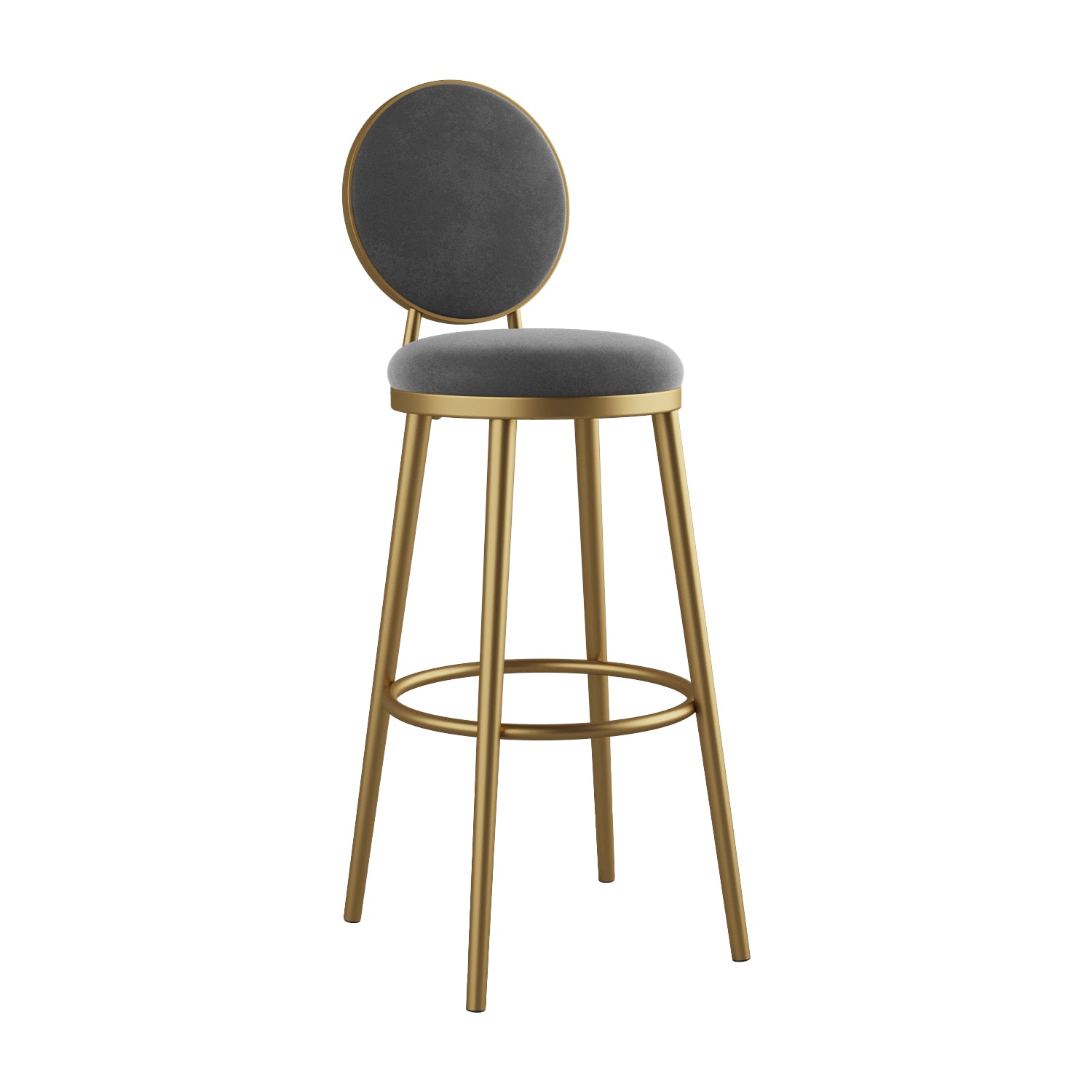 Taburetes de bar Glam Taburete de bar de terciopelo dorado de hierro con respaldo bajo con base de metal