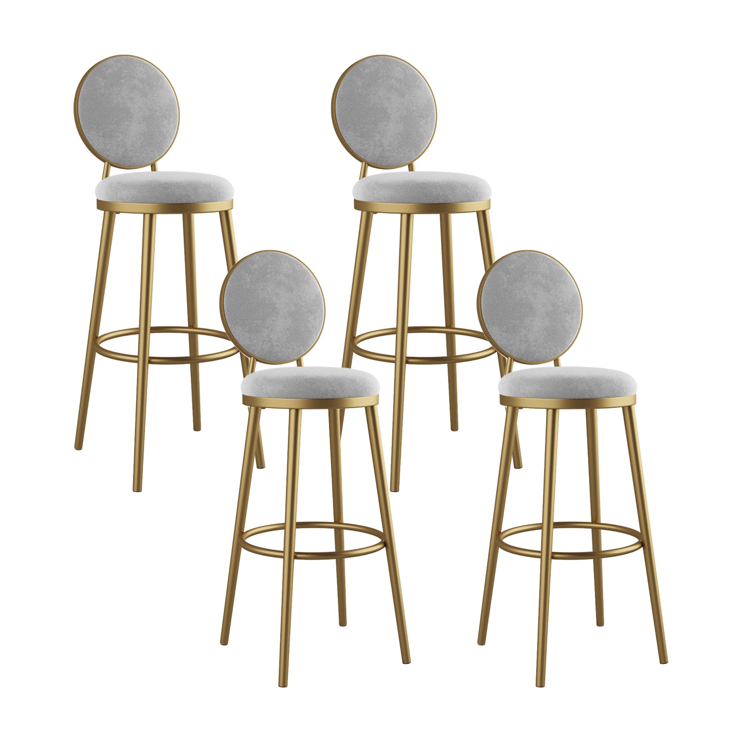 Taburetes de bar Glam Taburete de bar de terciopelo dorado de hierro con respaldo bajo con base de metal