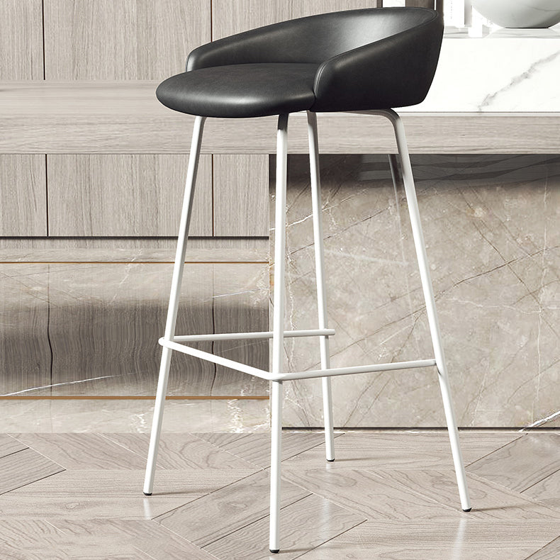 Glam Counter Bar Stool Armless Leather Bar Stool with Footrest Steel Base