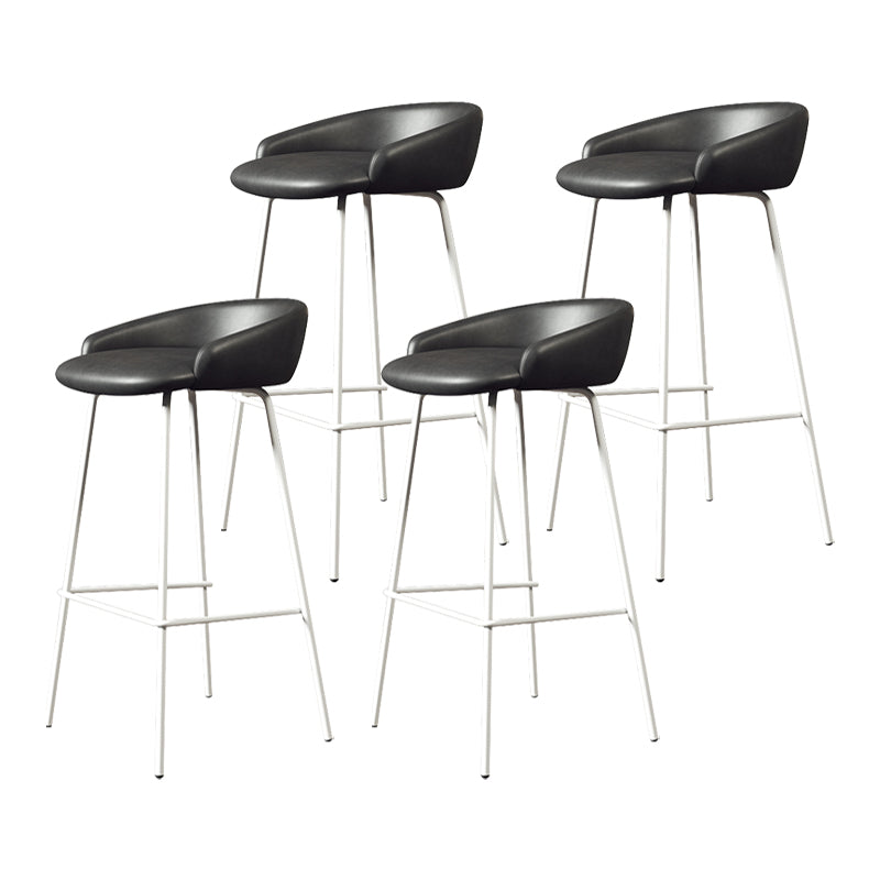 Glam Counter Bar Stool Armless Leather Bar Stool with Footrest Steel Base