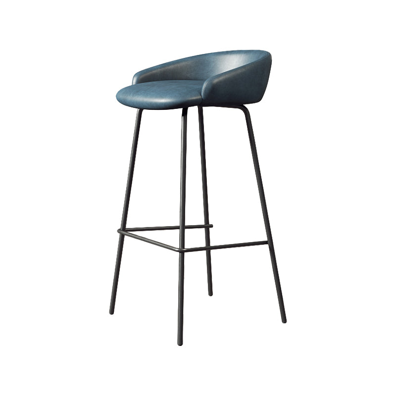Glam Counter Bar Stool Armless Leather Bar Stool with Footrest Steel Base