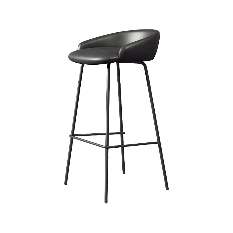Glam Counter Bar Stool Armless Leather Bar Stool with Footrest Steel Base