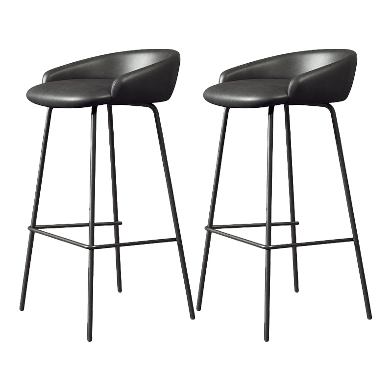 Glam Counter Bar Stool Armless Leather Bar Stool with Footrest Steel Base