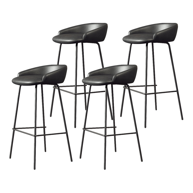 Glam Counter Bar Stool Armless Leather Bar Stool with Footrest Steel Base