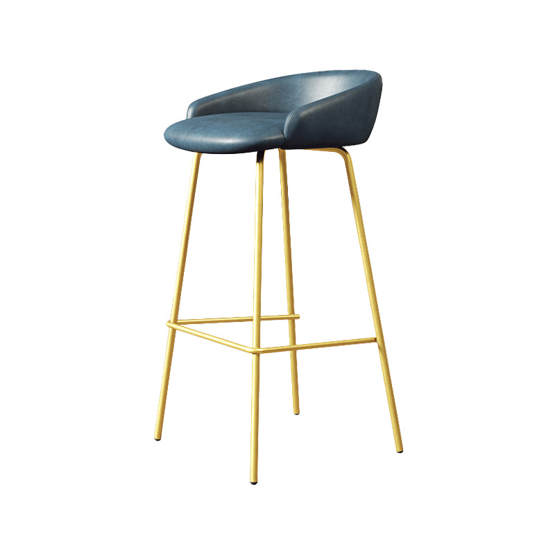 Glam Counter Bar Stool Armless Leather Bar Stool with Footrest Steel Base