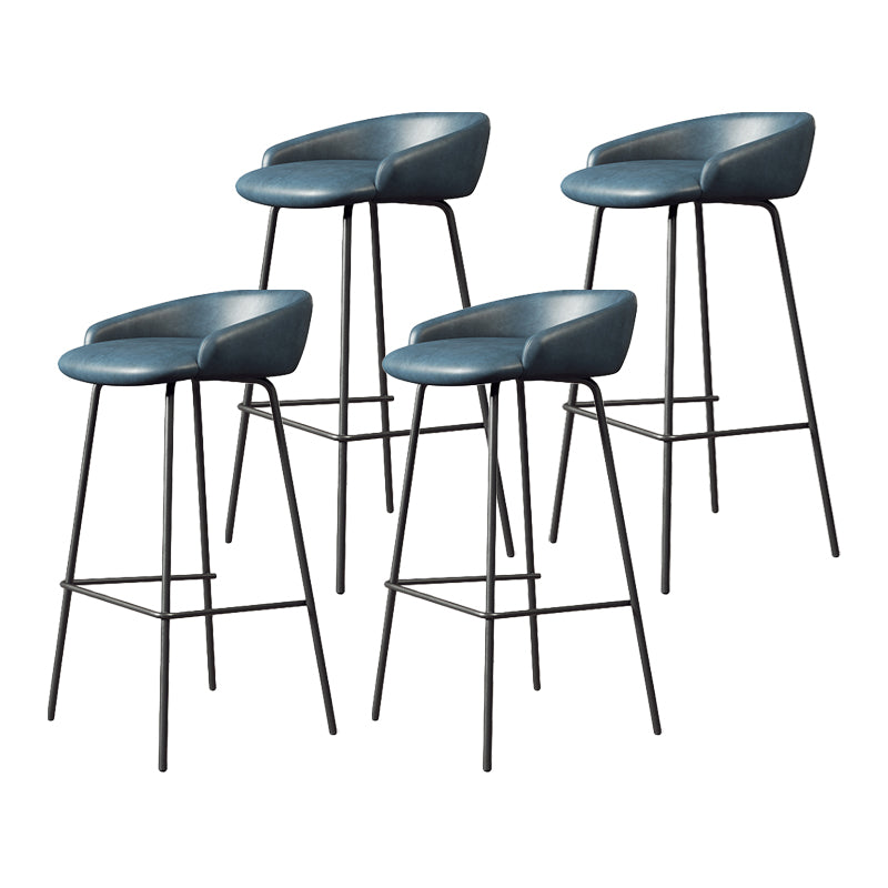 Glam Counter Bar Stool Armless Leather Bar Stool with Footrest Steel Base