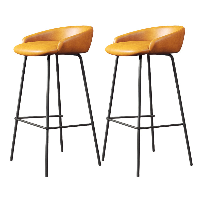 Glam Counter Bar Stool Armless Leather Bar Stool with Footrest Steel Base