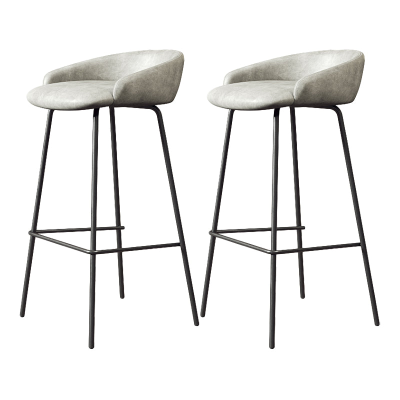 Glam Counter Bar Stool Armless Leather Bar Stool with Footrest Steel Base