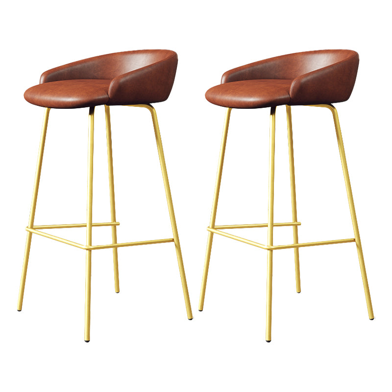 Glam Counter Bar Stool Armless Leather Bar Stool with Footrest Steel Base