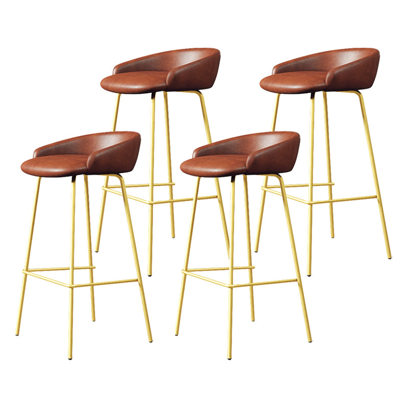 Glam Counter Bar Stool Armless Leather Bar Stool with Footrest Steel Base