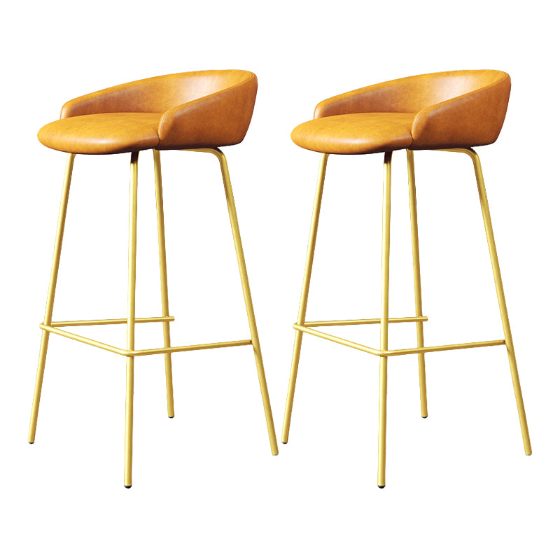 Glam Counter Bar Stool Armless Leather Bar Stool with Footrest Steel Base