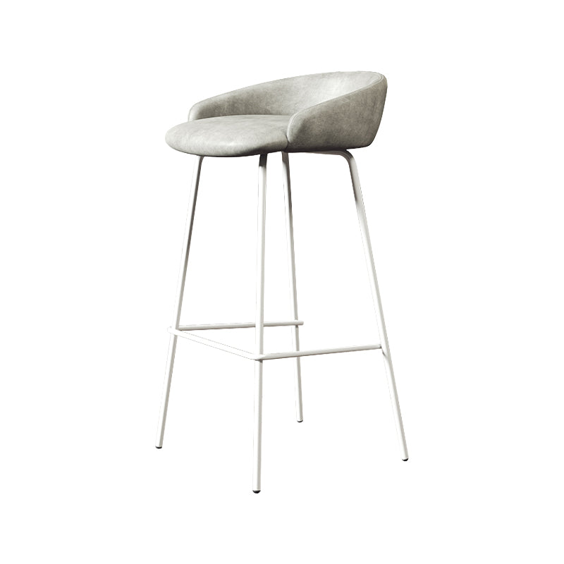 Glam Counter Bar Stool Armless Leather Bar Stool with Footrest Steel Base