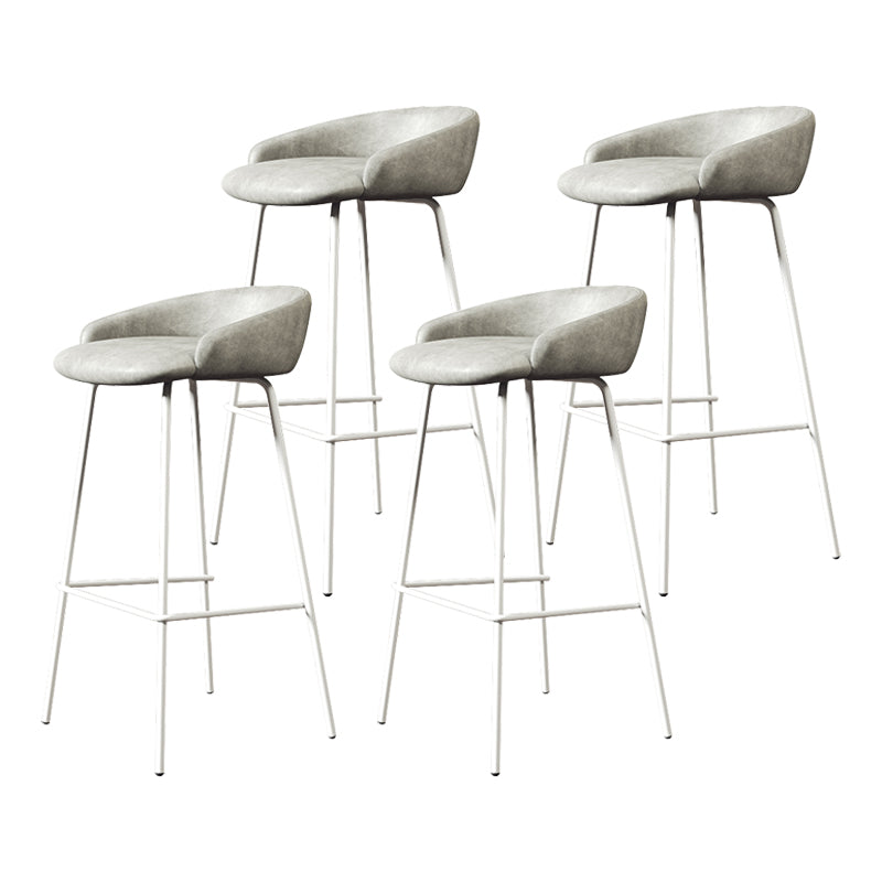 Glam Counter Bar Stool Armless Leather Bar Stool with Footrest Steel Base