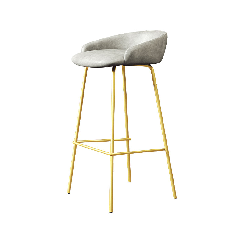 Glam Counter Bar Stool Armless Leather Bar Stool with Footrest Steel Base