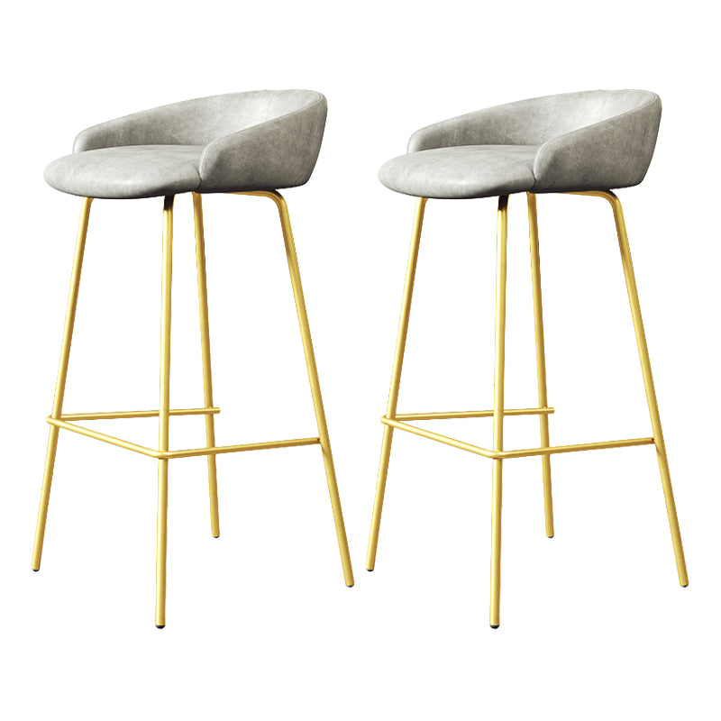 Glam Counter Bar Stool Armless Leather Bar Stool with Footrest Steel Base