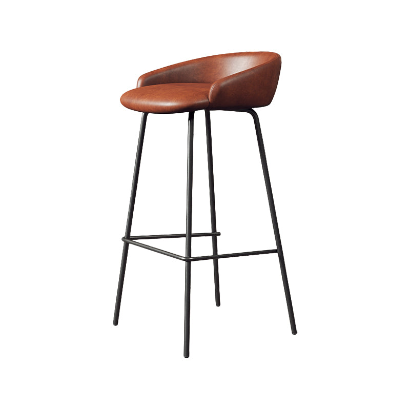 Glam Counter Bar Stool Armless Leather Bar Stool with Footrest Steel Base