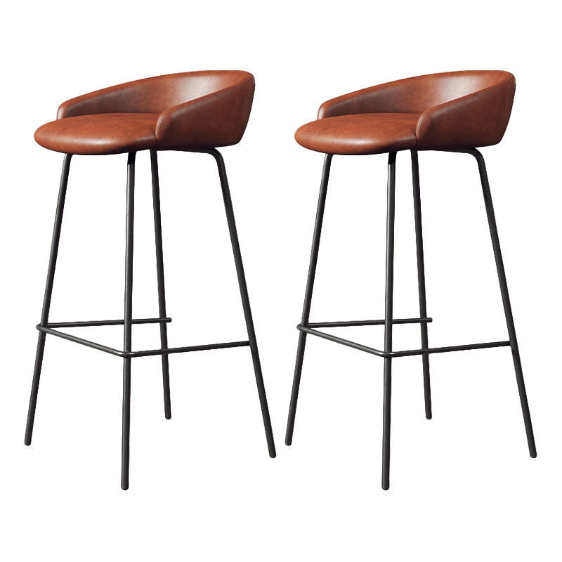 Glam Counter Bar Stool Armless Leather Bar Stool with Footrest Steel Base