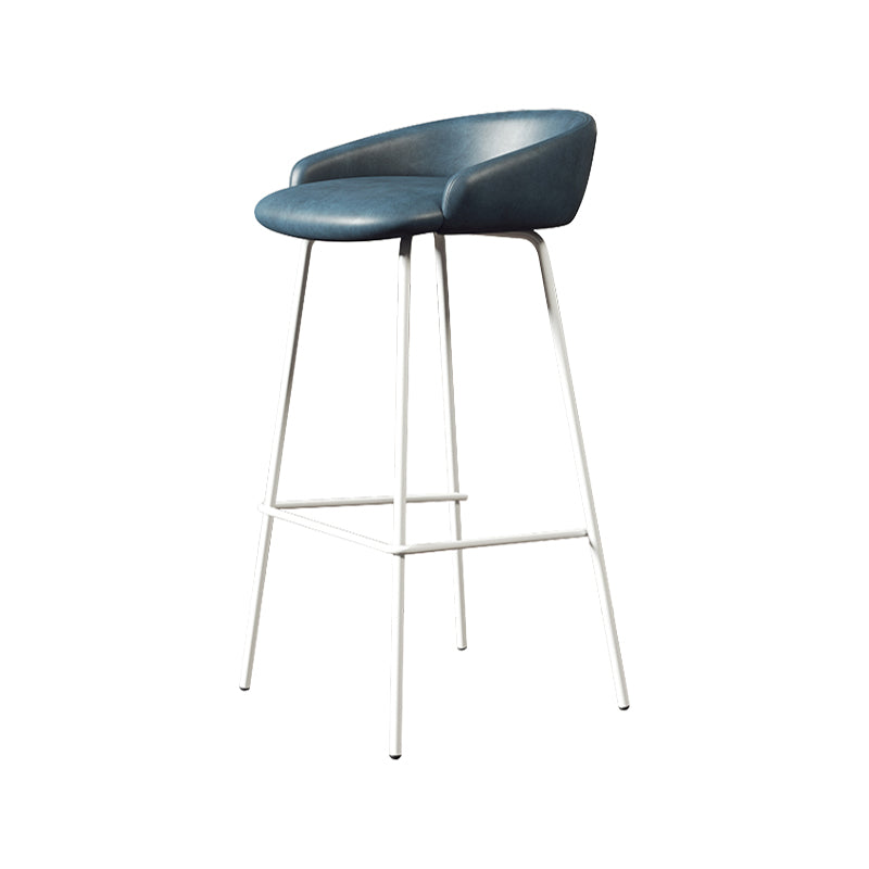 Glam Counter Bar Stool Armless Leather Bar Stool with Footrest Steel Base